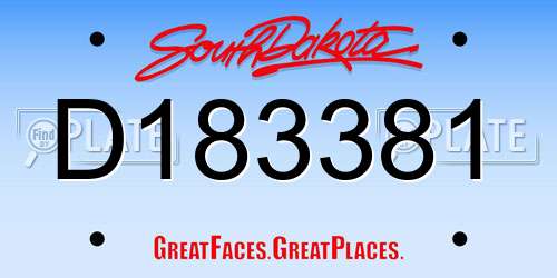 D183381 South Dakota License Plate