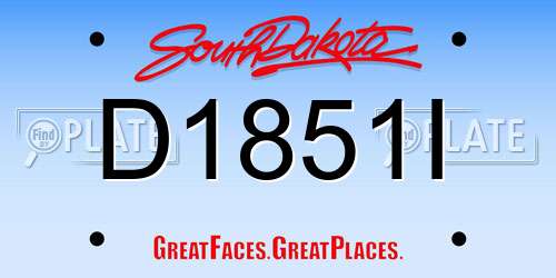 D1851I South Dakota License Plate