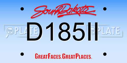D185II South Dakota License Plate
