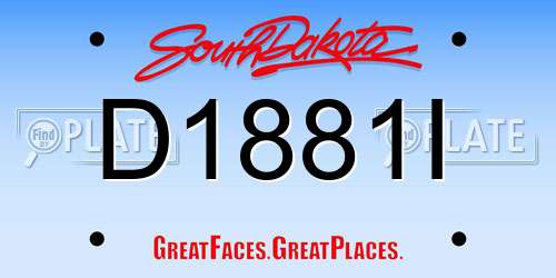 D1881I South Dakota License Plate