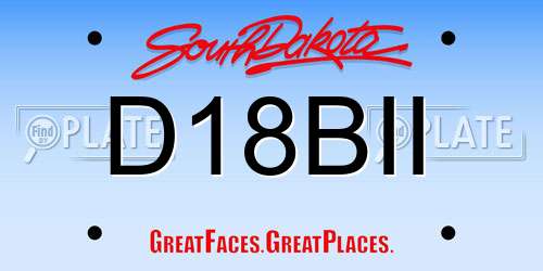 D18BII South Dakota License Plate