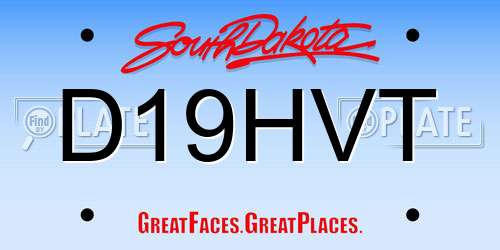 D19HVT South Dakota License Plate