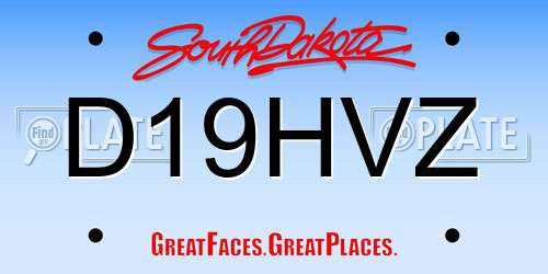 D19HVZ South Dakota License Plate