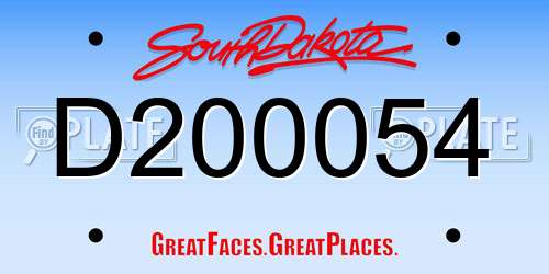 D200054 South Dakota License Plate