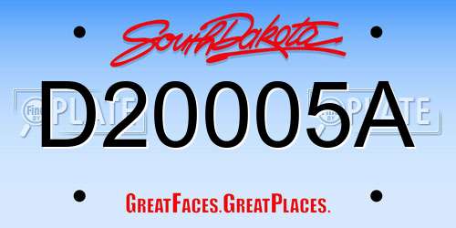 D20005A South Dakota License Plate