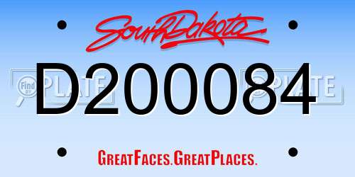 D200084 South Dakota License Plate