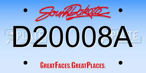 D20008A South Dakota License Plate