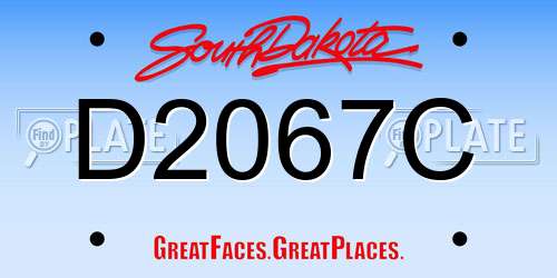D2067C South Dakota License Plate