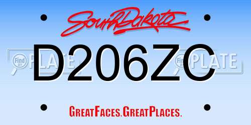 D206ZC South Dakota License Plate