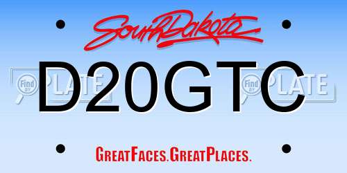 D20GTC South Dakota License Plate
