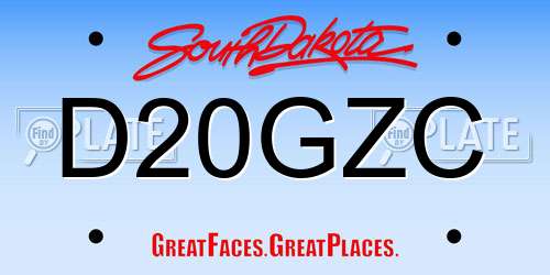 D20GZC South Dakota License Plate