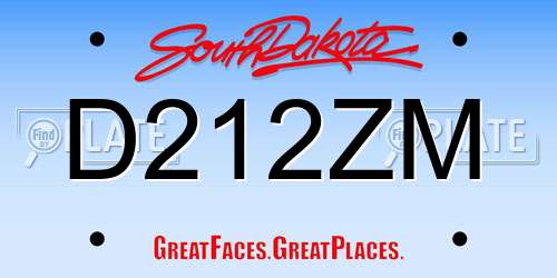 D212ZM South Dakota License Plate