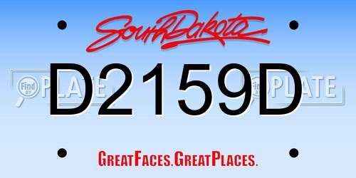 D2159D South Dakota License Plate