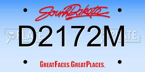 D2172M South Dakota License Plate