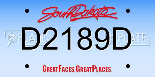D2189D South Dakota License Plate