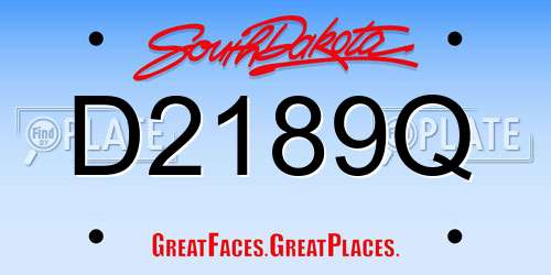D2189Q South Dakota License Plate