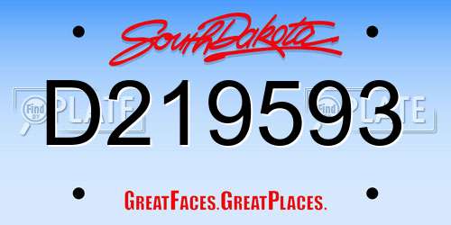 D219593 South Dakota License Plate
