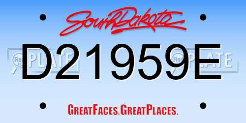 D21959E South Dakota License Plate