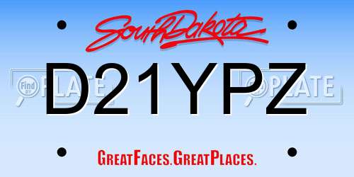 D21YPZ South Dakota License Plate