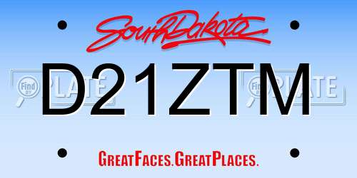 D21ZTM South Dakota License Plate