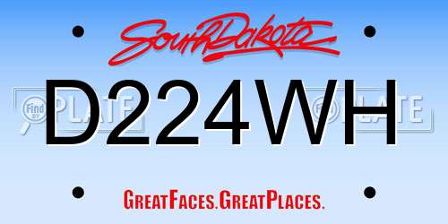 D224WH South Dakota License Plate