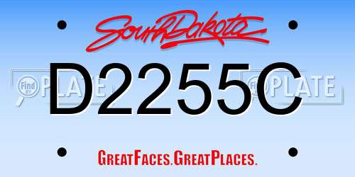 D2255C South Dakota License Plate