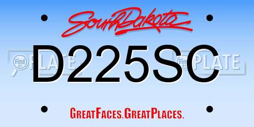 D225SC South Dakota License Plate