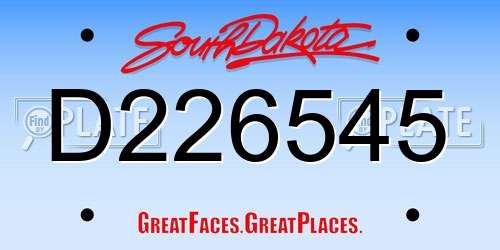 D226545 South Dakota License Plate