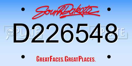D226548 South Dakota License Plate