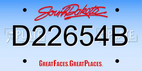 D22654B South Dakota License Plate