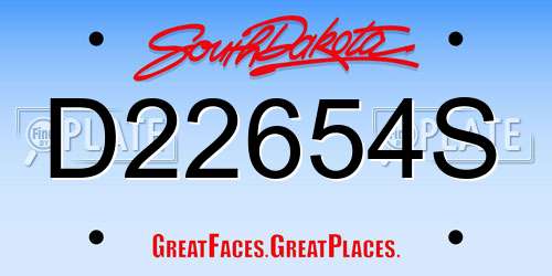 D22654S South Dakota License Plate