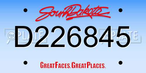 D226845 South Dakota License Plate