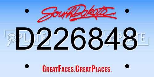 D226848 South Dakota License Plate