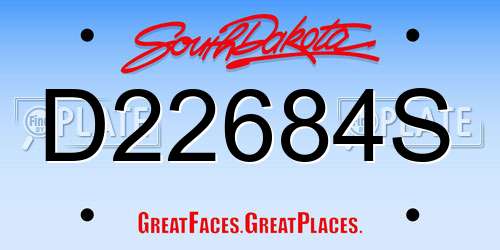 D22684S South Dakota License Plate