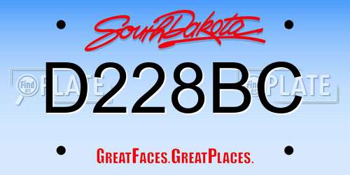D228BC South Dakota License Plate