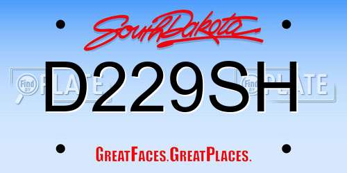 D229SH South Dakota License Plate