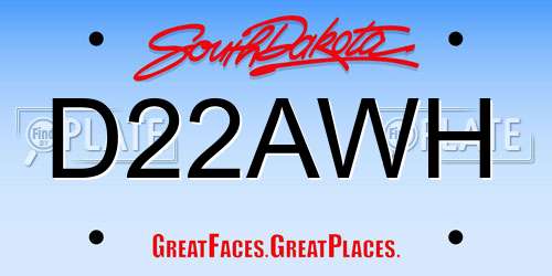D22AWH South Dakota License Plate