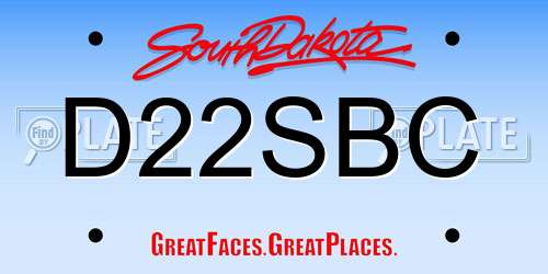D22SBC South Dakota License Plate