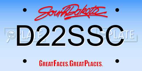 D22SSC South Dakota License Plate