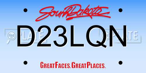 D23LQN South Dakota License Plate