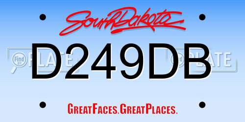 D249DB South Dakota License Plate