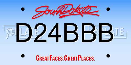 D24BBB South Dakota License Plate