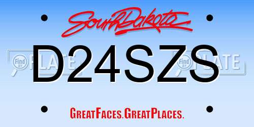 D24SZS South Dakota License Plate