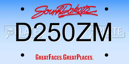 D250ZM South Dakota License Plate