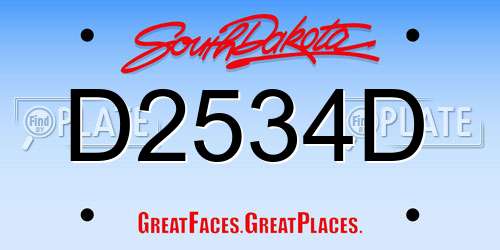 D2534D South Dakota License Plate