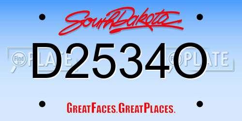 D2534O South Dakota License Plate