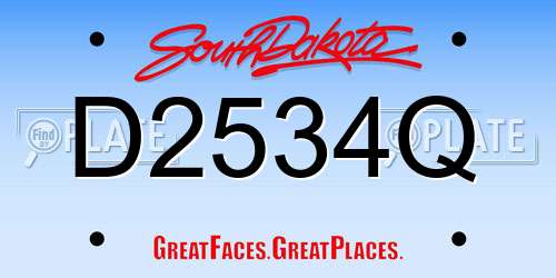 D2534Q South Dakota License Plate
