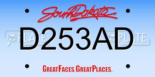 D253AD South Dakota License Plate