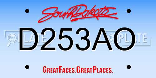 D253AO South Dakota License Plate