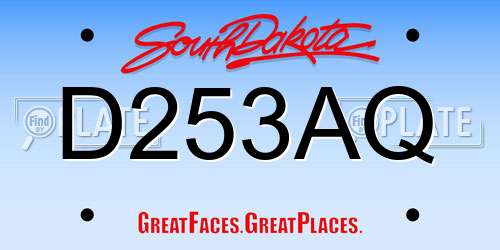 D253AQ South Dakota License Plate